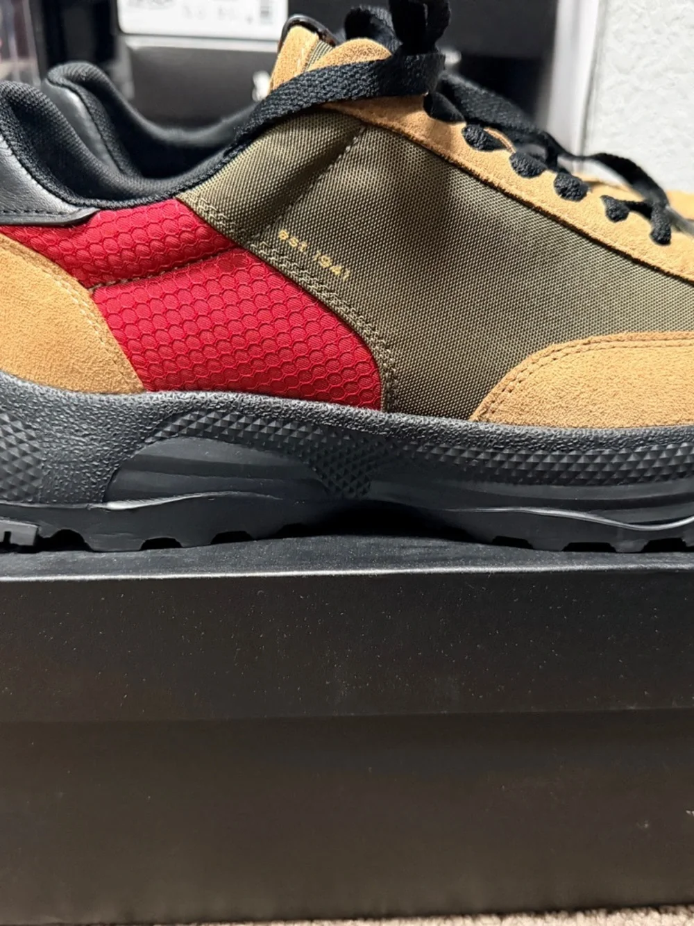 Coach Brown Suede and Black Leather Sneakers with Red Logo Accent - Picture 4 of 6